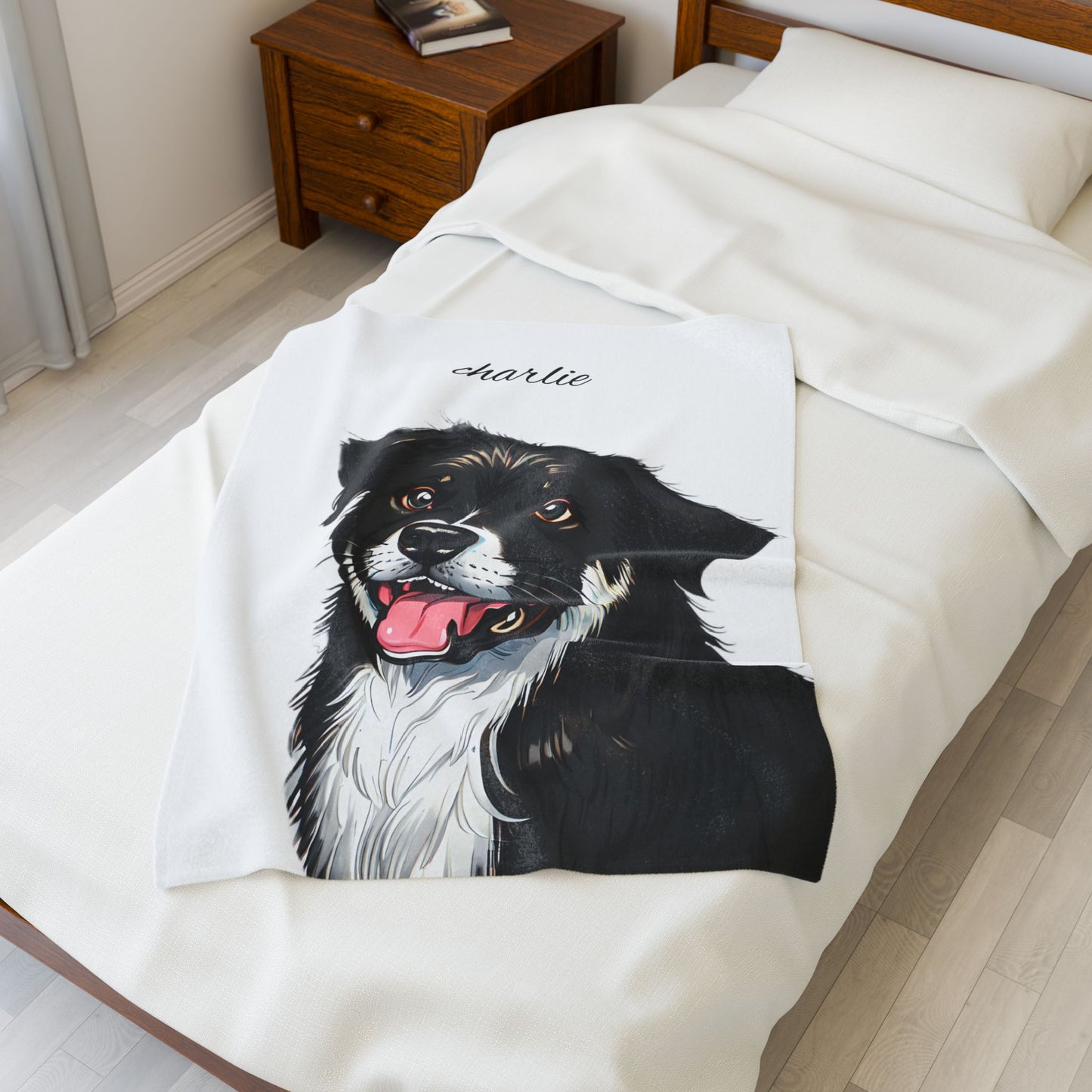 Personalized Velveteen Plush Blanket with Custom Pet Portrait - Cozy, Soft Pet Throw for Dog Lovers