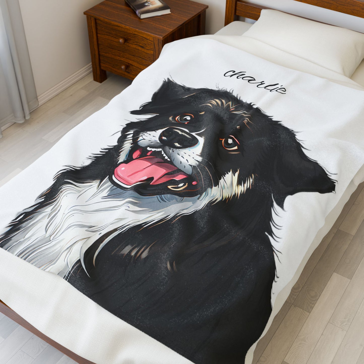 Personalized Velveteen Plush Blanket with Custom Pet Portrait - Cozy, Soft Pet Throw for Dog Lovers