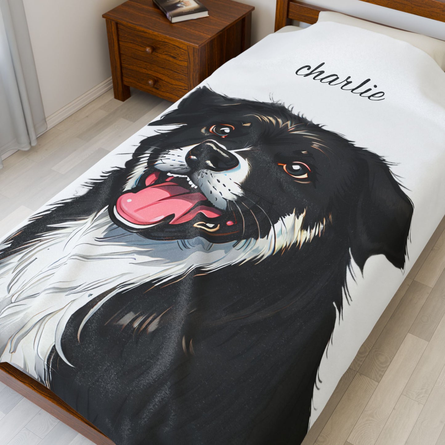 Personalized Velveteen Plush Blanket with Custom Pet Portrait - Cozy, Soft Pet Throw for Dog Lovers