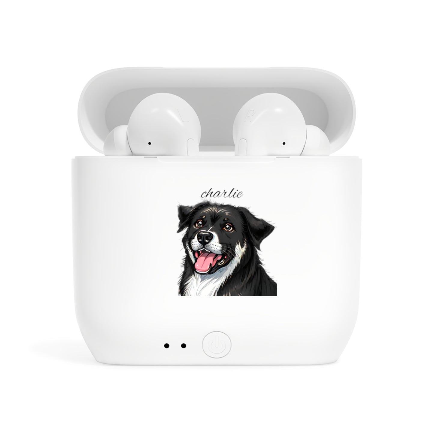 Custom Pet Portrait Wireless Earbuds Case - Personalized Dog Design