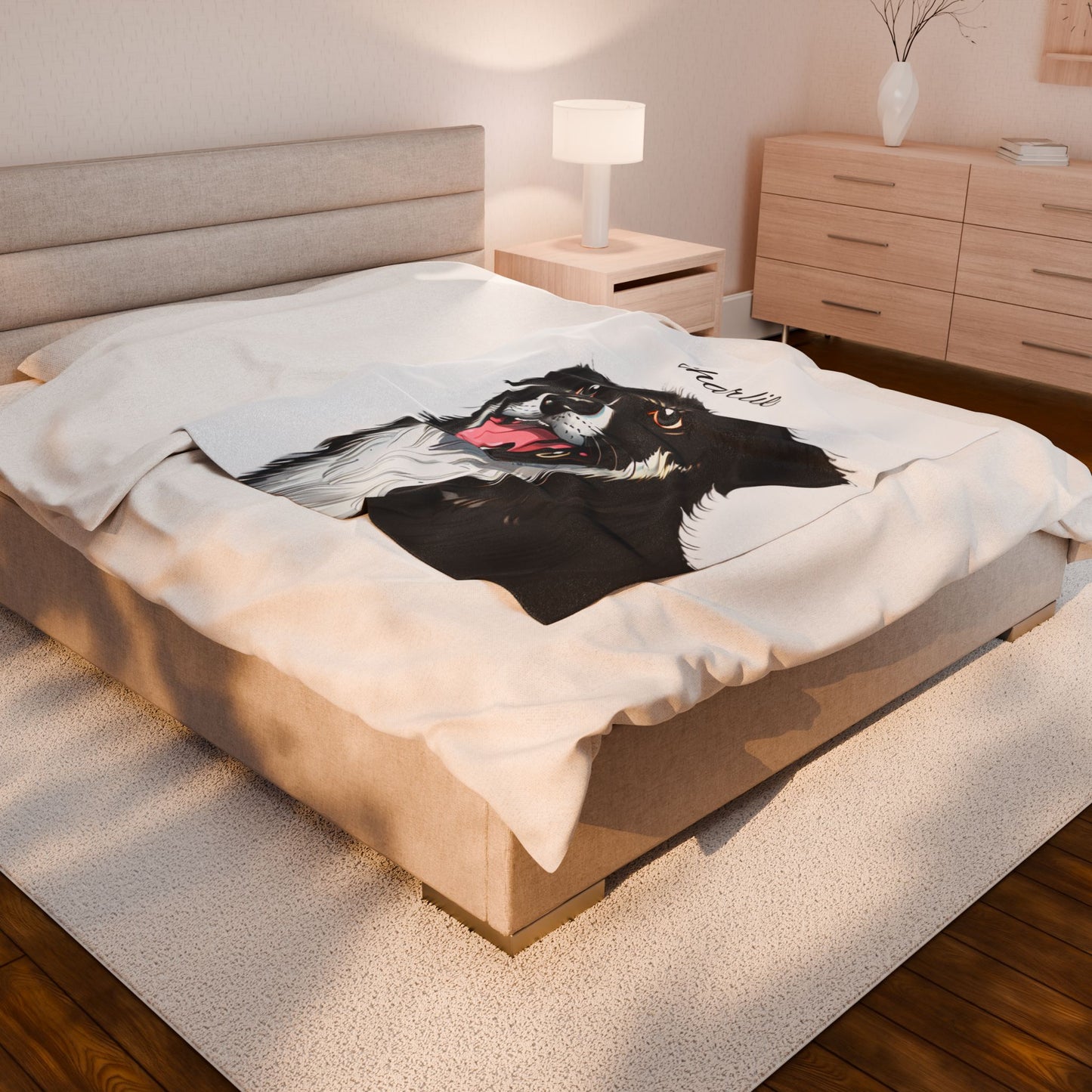 Personalized Velveteen Plush Blanket with Custom Pet Portrait - Cozy, Soft Pet Throw for Dog Lovers