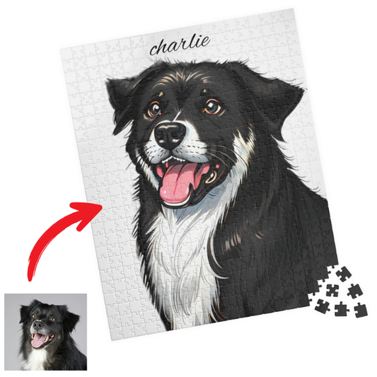 Custom Pet Portrait Puzzle - Personalized Dog Jigsaw (110, 252, 520, 1014-piece)